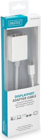 Actual product image Digitus DisplayPort adapter cable, mini DP - HD15 St/Bu DP, CE, white (Mini DP, 15 cm)