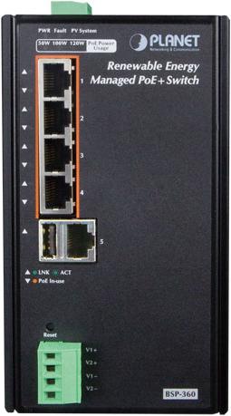 Produktbild Planet Industrial Solar Power 5-Port Managed Switch 4-Port (5 Ports)