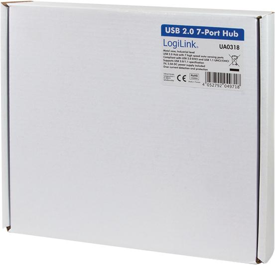 Immagine prodotto LogiLink Hub USB 2.0, 7 porte, versione industriale (USB-A, 7 Porti)