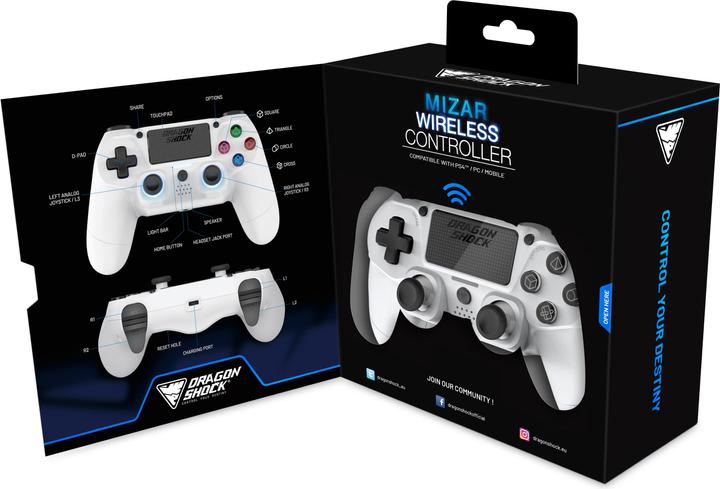 Produktbild DragonShock Controller Mizar Wireless weiss PS4 (PS4)