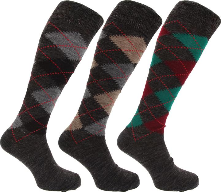 Fruit of the Loom Socken Kniestrümpfe mit Rautenmuster nichteinschneidende Bündchen 3erPack (3er Pack, 39 - 45)