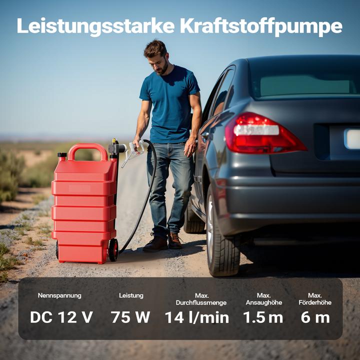 Produktbild Wiltec 60l mobile Tankanlage 12V Pumpe Kraftstoffbehälter Diesel Benzin Kanister