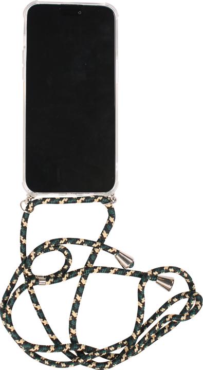 Actual product image PhoneLook Cover rubber transparent bumper with rope green / gold (Apple iPhone 15 Pro Max)