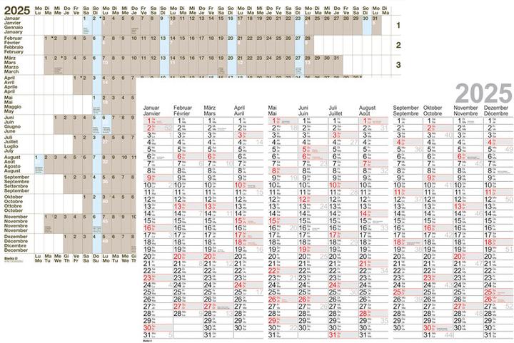 Image du produit Biella Planning annuel mural (68 x 98 cm, Non contraignant, Anglais, Allemand, Français, Italien)