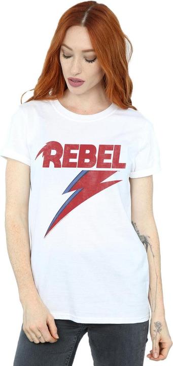 Actual product image David Bowie Womens/Ladies Distressed Rebel Cotton Boyfriend T-Shirt (3XL)