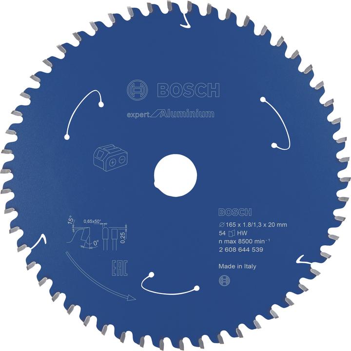 Bosch Professional Zubehör Cordless circular saw blade Expert for aluminium, 165 x 1.8/1.3 x 20, 54 teeth