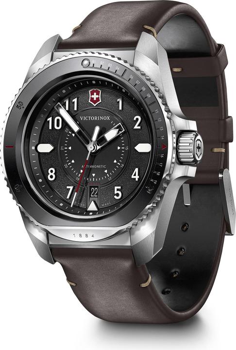 Produktbild Victorinox Journey 1884, Taucheruhr, Herrenuhr, 43 cm, Ziffernblatt schwarz, Leder Armband braun (Taucheruhr, 43 mm)