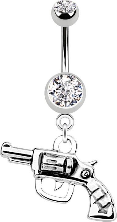 Immagine prodotto Star Piercing Banana in argento con ciondolo revolver (Acciaio chirurgico 316L, senza ottone)