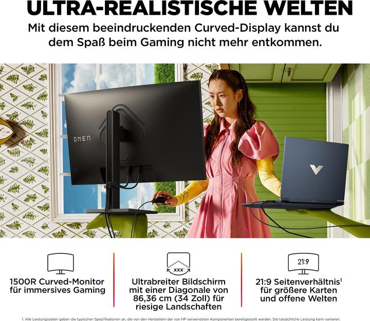 Produktbild HP Omen 34c (3440 x 1440 Pixel, 34")