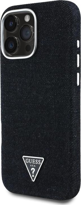 Immagine prodotto Guess Case Denim Triangle Logo MagSafe for iPhone 16 Pro black (Apple iPhone 16 Pro)