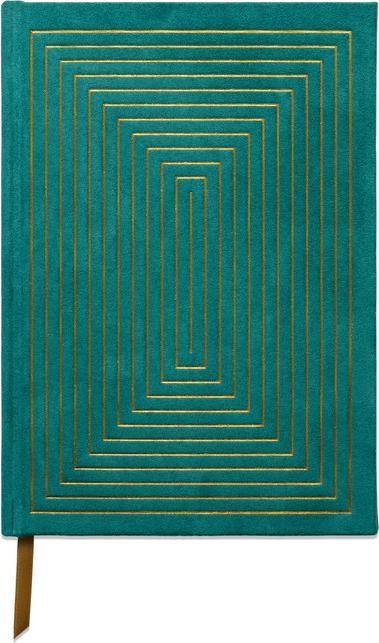 Designworks Diario con copertina rigida in tessuto scamosciato e tasca per scatole lineari verde (Righe, Copertina rigida)