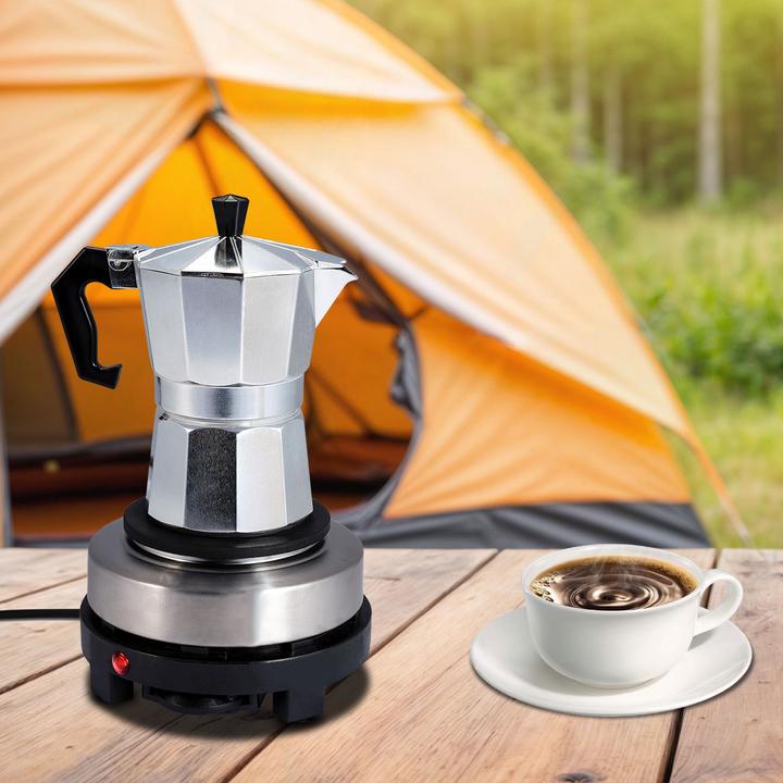 Produktbild Casativo Kompakte elektrische Mini-Einzelkochplatte mit Espresso-Kocher, 500 Watt