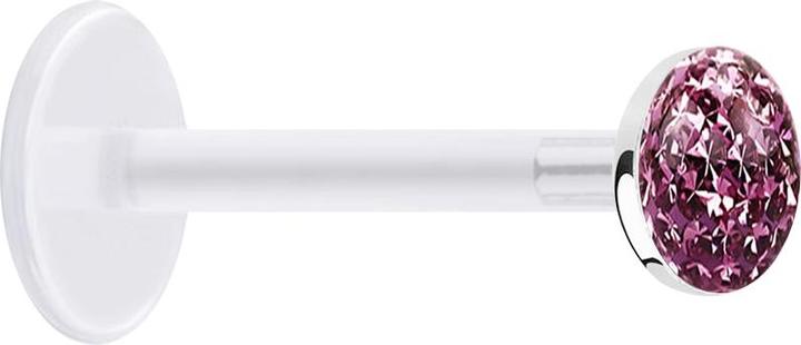 Produktbild Star Piercing Micro Labret transparent mit Kristallscheibe hellviolett Epoxy Schutzschicht (925 Sterlingsilber, ohne Messing, Bioflex)