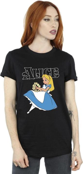 Actual product image Disney Womens/Ladies Alice In Wonderland Flowers Cotton Boyfriend T-Shirt (3XL)