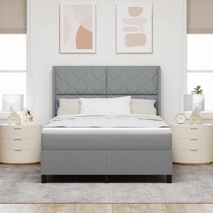 Produktbild VidaXL LED Boxspringbett mit Matratze Hellgrau 160x200 cm Stoff (160 x 200 cm, Federkern)