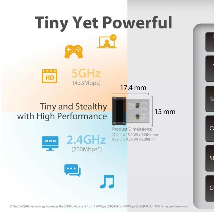 Produktbild edimax AC600 Wi-Fi 5 Nano USB Adapter EW-7811ULC Wireless (USB)