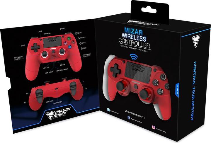 Produktbild DragonShock Controller Mizar Wireless rot PS4 (PS4)