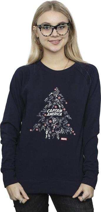 Actual product image Womens/Ladies Captain America Christmas Tree Sweatshirt (4XL)