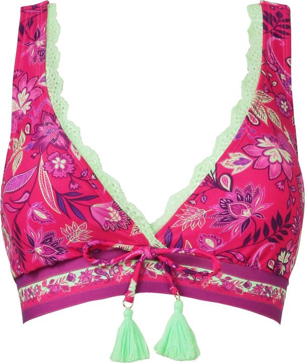 Joe Browns Bright Tropical Print Neon Lace Trim Bikini Top