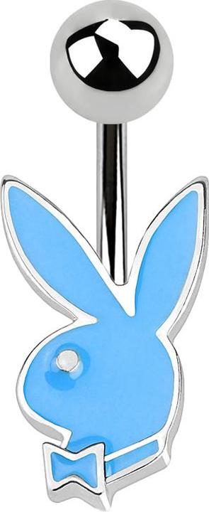 Produktbild Star Piercing Micro Banane silber Kugel und Playboy Bunny hellblau (Chirurgenstahl 316L, ohne Messing)