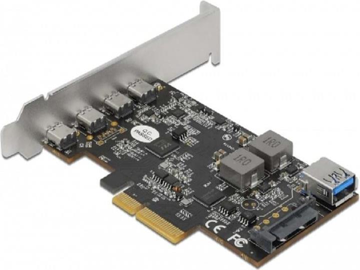 Actual product image Delock PCI Express x4 card to 4 x USB Type-C™ + 1 x USB Type-A
