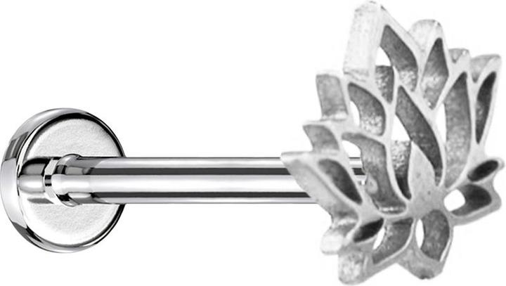Produktbild Star Piercing Micro Labret Innengewinde silber Lotusblume (ohne Messing, Chirurgenstahl 316L)