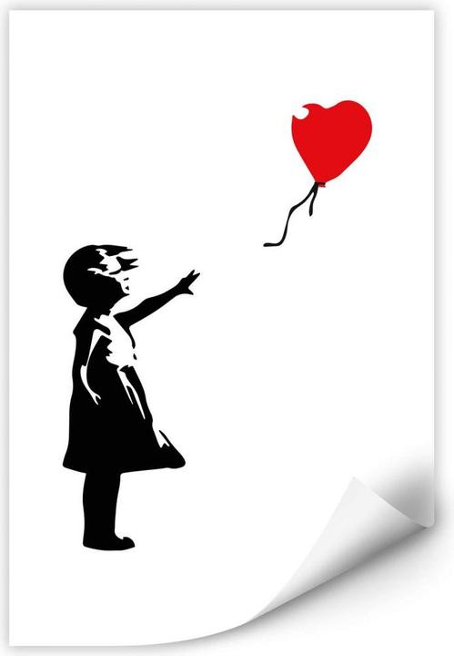 Image du produit Trenddeko Fille avec le ballon rouge (30 x 45 cm)