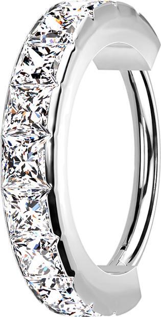 Star Piercing Micro Segmentring klappbar silber seitlich quadratische Kristalle silber (Chirurgenstahl 316L, ohne Messing)