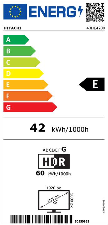 Energie-Label Hitachi 43HE4200 (43", LED, Full HD)