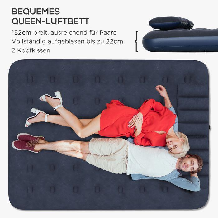 Immagine prodotto Swisshandel24 Materasso gonfiabile per 2 persone, con pompa a mano, morbido e robusto, 203x152x22cm, blu (152 x 203 cm)