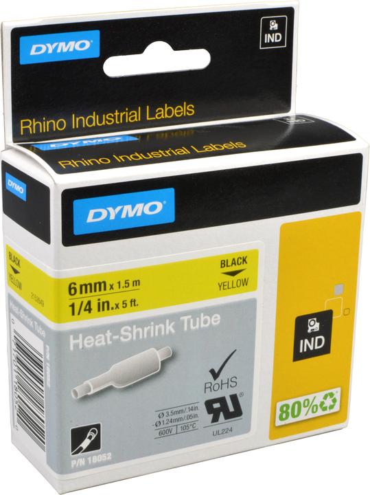 Produktbild Dymo Rhino Heissschrumpfschlauch, gelb (0.60 cm, Gelb)