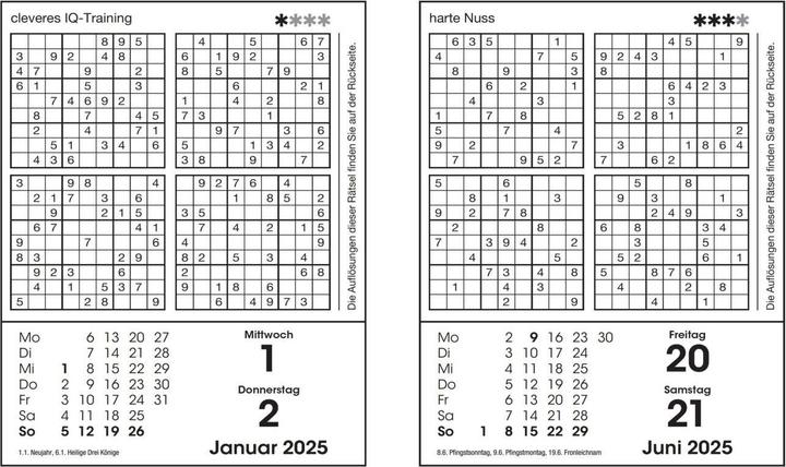 Produktbild Sudokukalender 2025. Der beliebte Abreisskalender mit 800 Zahlenrätseln (Deutsch)