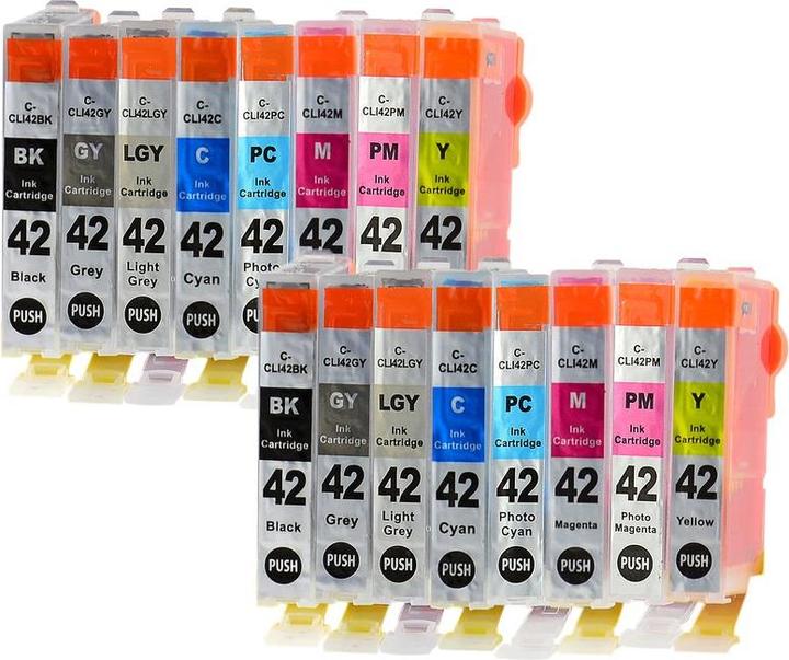 Immagine prodotto Hermex 16 cartucce compatibili per stampanti Canon CLI-42 Pixma Pro 100 100S (M, PREMIER, Y, GY, FC, PC, LGY, C)