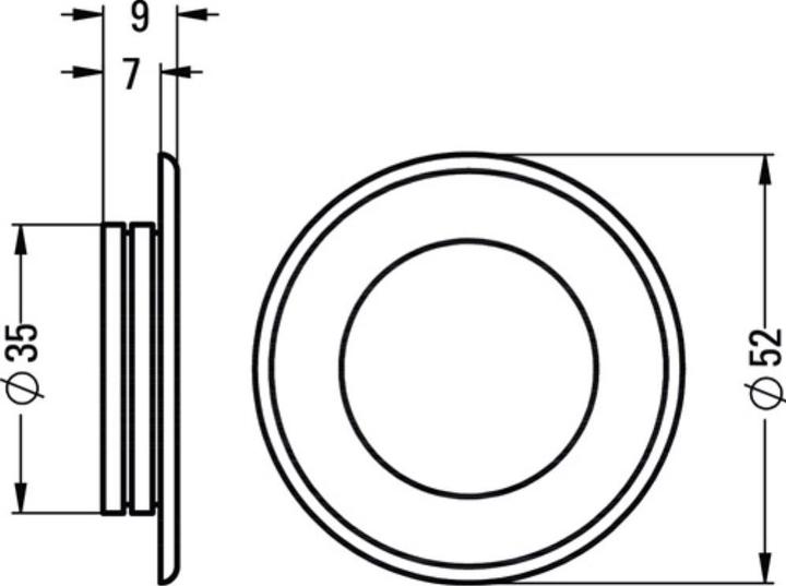 Actual product image Hermeta Shell handle aluminium silver anodised round inlet-Ø 35 mm