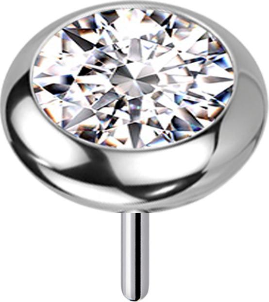 Produktbild Star Piercing Threadless silber Scheibe abgerundet Kristall silber (Titan G23, ohne Messing)