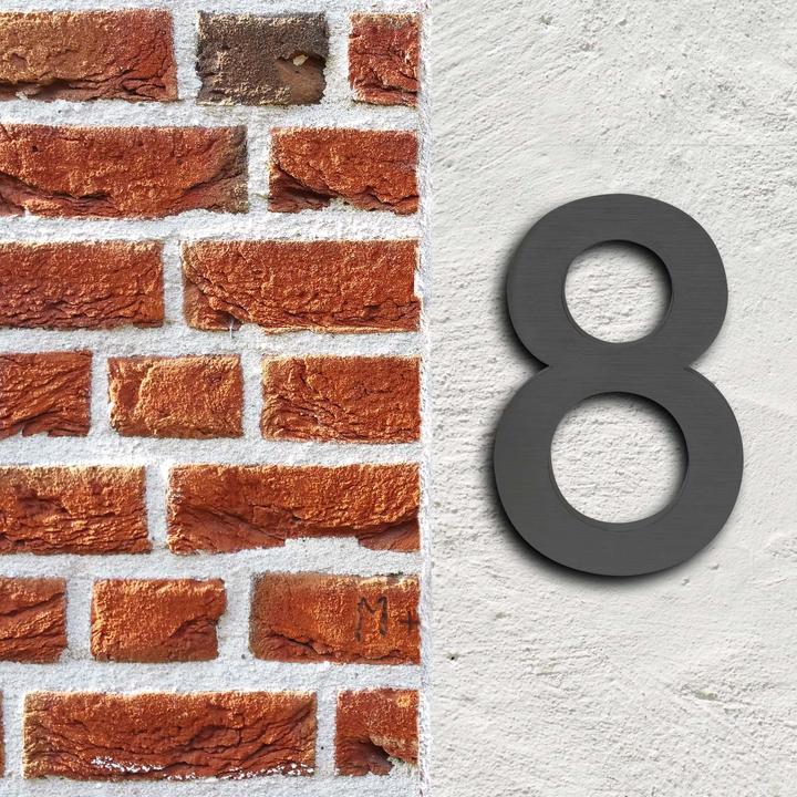 Produktbild Wiltec Hausnummer 8 Edelstahl Hausnummer modern 3D-Design rostfrei