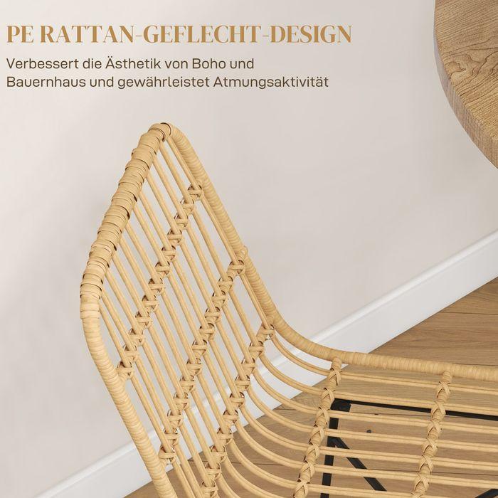 Actual product image Swisshandel24 Bar stool set of 2 bar stool counter stool backrest PE rattan boho design kitchen stool steel yellow