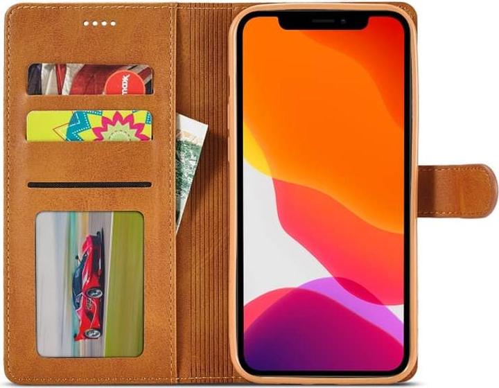 Produktbild LC.Imeeke iPhone 16e - Wallet Etui mit 3 Kartenfächern & Magnetverschluss, hellbraun/orange (Apple iPhone 16e)