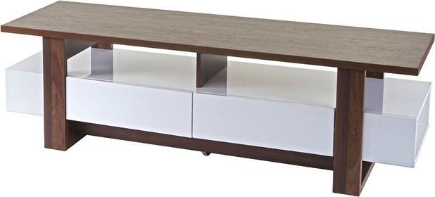 Produktbild Swisshandel24 TV-Rack, Fernsehtisch Lowboard Schrank, 3D-Struktur Walnuss-Optik hochglanz 46x150x45cm