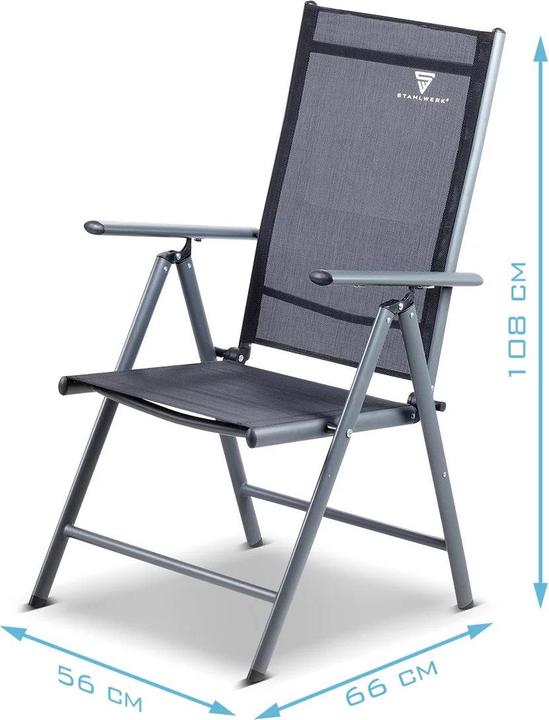 Produktbild Stahlwerk Campingstuhl 2er Set Gartenstuhl Klappstuhl Alustuhl Hochlehner