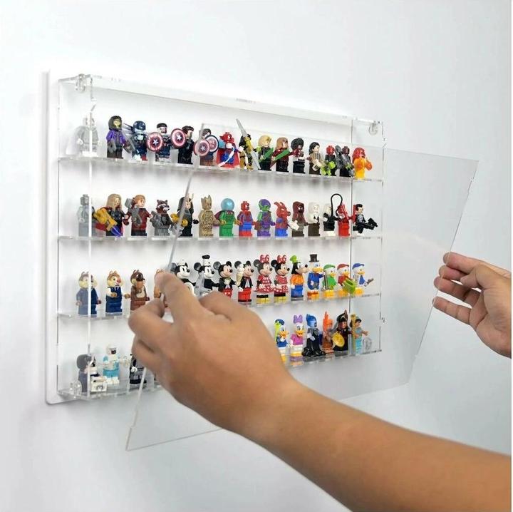 Produktbild iDisplayit Acryl-Wand-Display für 60 LEGO®-Minifiguren (Mit weissem Hintergrund)