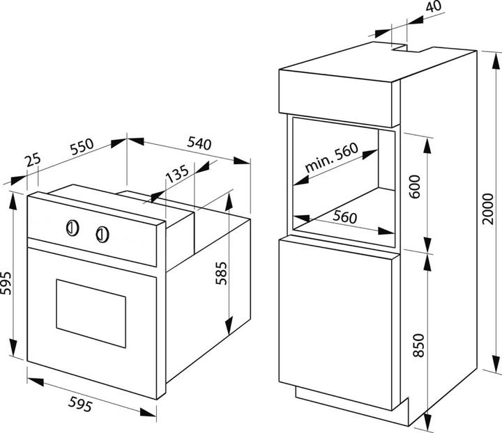 Image du produit Amica Four sans table de cuisson EB 947 610 E Volume utile 62 l