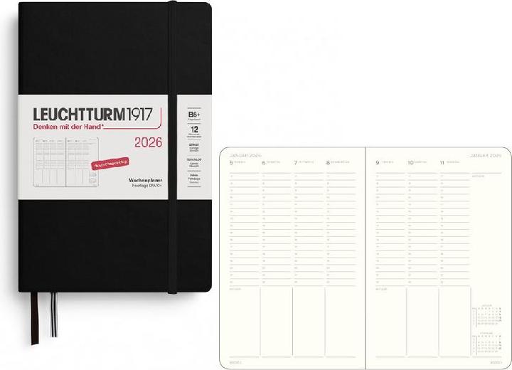 Produktbild WochenplanerPaperbackB6+schwarz2026 (13 x 19 cm, Deutsch)