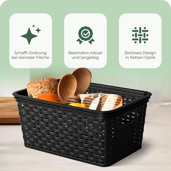 Image du produit Novaliv 3er Set Aufbewahrungsbox mit Deckel Küche 5L Schwarz Kunststoff Rattan-Optik Küche Aufbewahr (5 l)