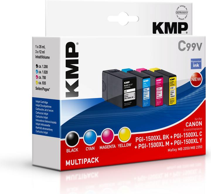 Produktbild KMP Tinte ersetzt PGI1500XLBK, C, M, Y (9182B004) (M, C, Y, BK)