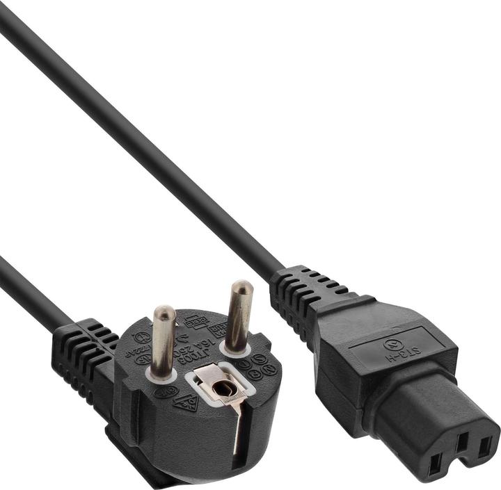 Actual product image InLine Mains cable Schuko plug angled to hot appliance plug C15 black 3m (3 m)