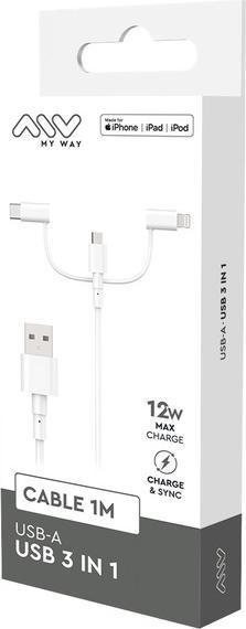 Produktbild My Way Myway Cable 3 En 1 Input USB A (1 m, USB 2.0)
