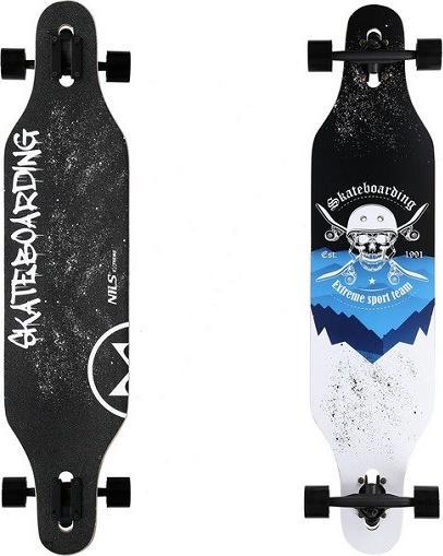 Nils Longboard Skull Wood Skate Extreme (40.55")
