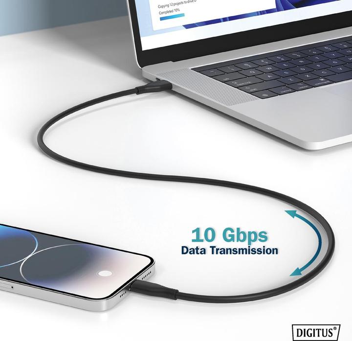 Immagine prodotto Digitus Cavo in silicone USB, USB 10Gbps, 1 m, nero (1 m, USB 3.2 Gen 2)
