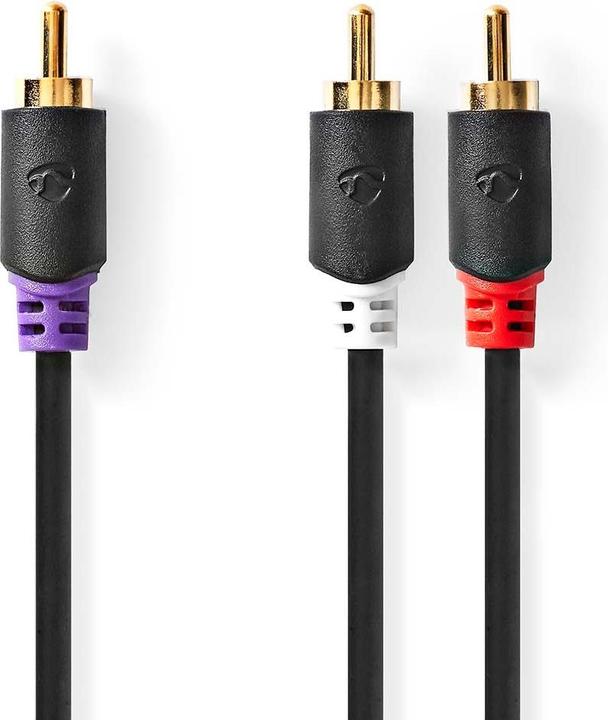 Produktbild Nedis Subwoofer Cable RCA Male 2X RCA Male Gold Plated 3.00 m Round 4.0 mm Anthracite Box (3 m)